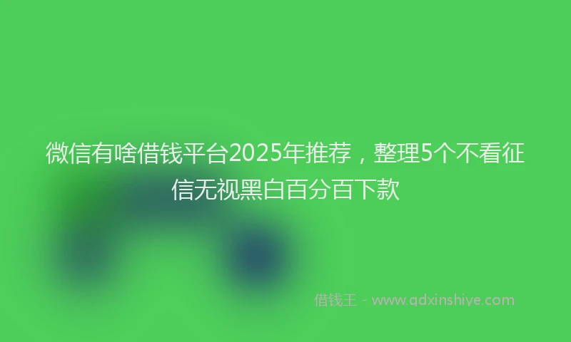微信有啥借钱平台2025年推荐，整理5个不看征信无视黑白百分百下款