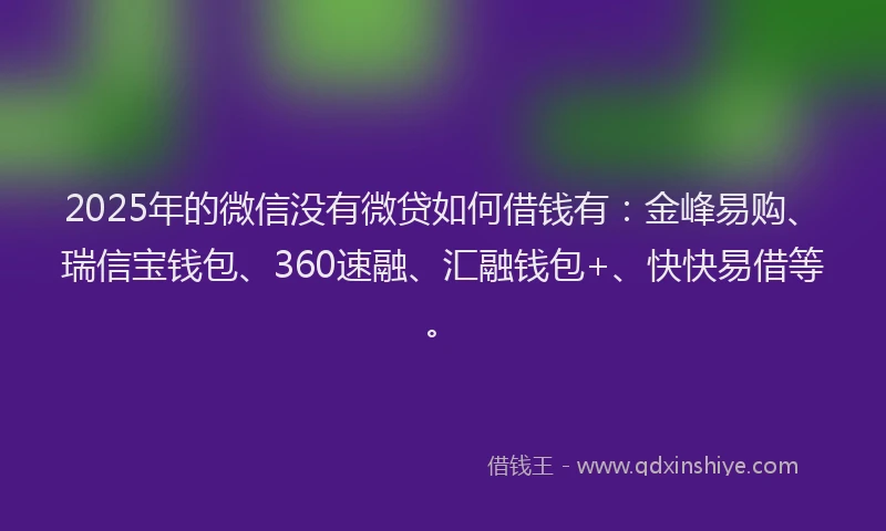 2025年的微信没有微贷如何借钱有：金峰易购、瑞信宝钱包、360速融、汇融钱包+、快快易借等。