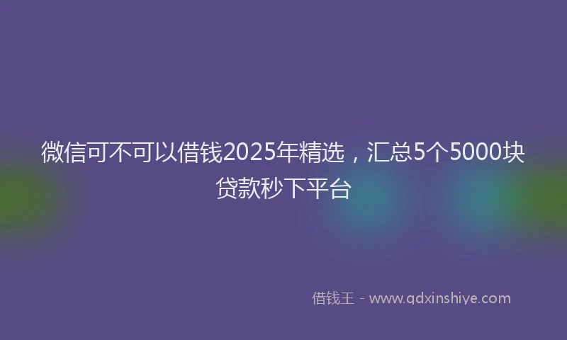 微信可不可以借钱2025年精选，汇总5个5000块贷款秒下平台