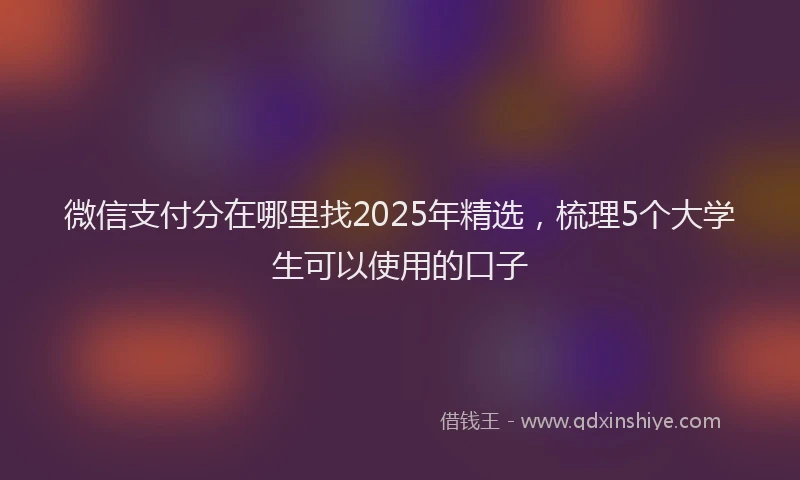 微信支付分在哪里找2025年精选，梳理5个大学生可以使用的口子