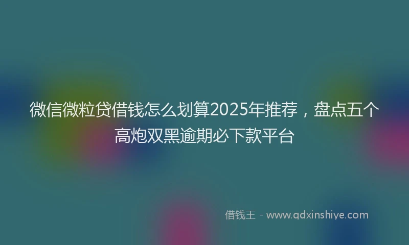 微信微粒贷借钱怎么划算2025年推荐，盘点五个高炮双黑逾期必下款平台