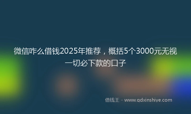 微信咋么借钱2025年推荐，概括5个3000元无视一切必下款的口子