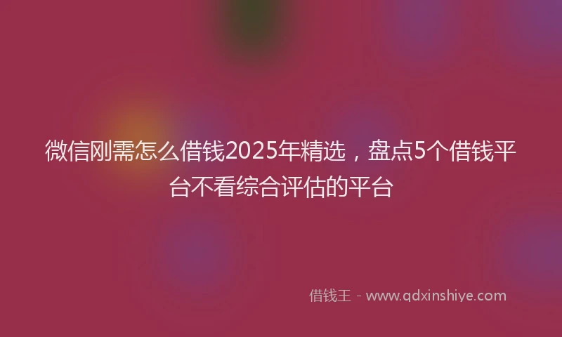 微信刚需怎么借钱2025年精选，盘点5个借钱平台不看综合评估的平台