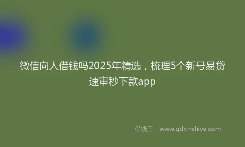 微信向人借钱吗2025年精选，梳理5个新号易贷速审秒下款app
