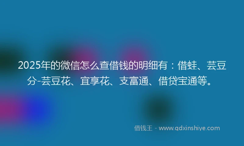 2025年的微信怎么查借钱的明细有：借蛙、芸豆分-芸豆花、宜享花、支富通、借贷宝通等。