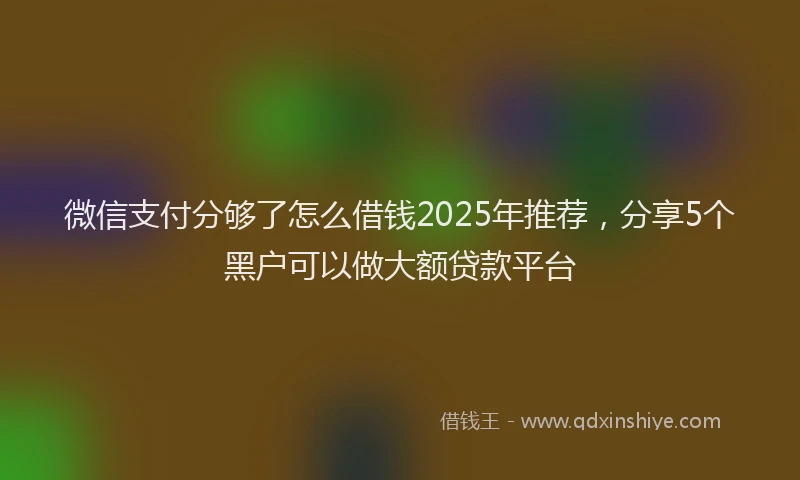 微信支付分够了怎么借钱2025年推荐，分享5个黑户可以做大额贷款平台