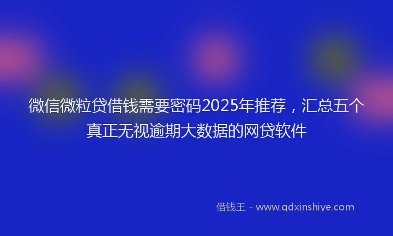 微信微粒贷借钱需要密码2025年推荐，汇总五个真正无视逾期大数据的网贷软件