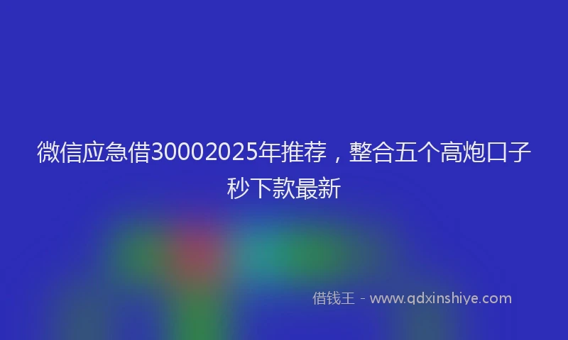 微信应急借30002025年推荐，整合五个高炮口子秒下款最新