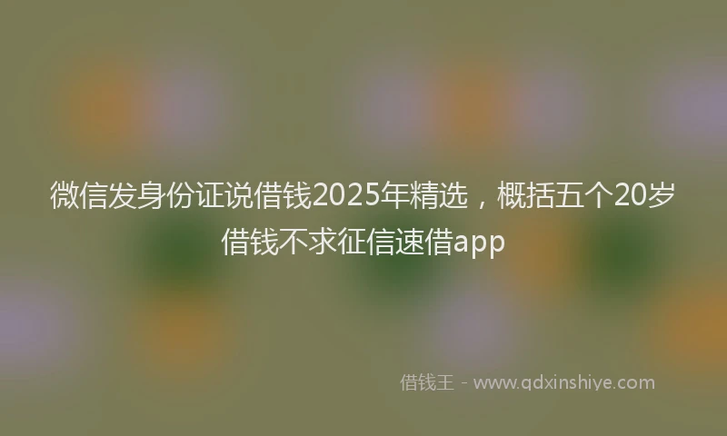 微信发身份证说借钱2025年精选，概括五个20岁借钱不求征信速借app