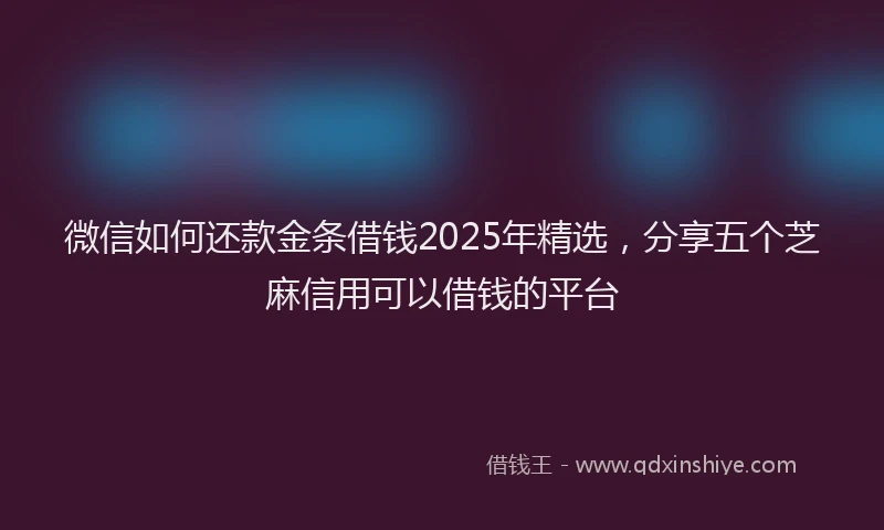 微信如何还款金条借钱2025年精选，分享五个芝麻信用可以借钱的平台