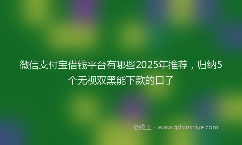 微信支付宝借钱平台有哪些2025年推荐，归纳5个无视双黑能下款的口子