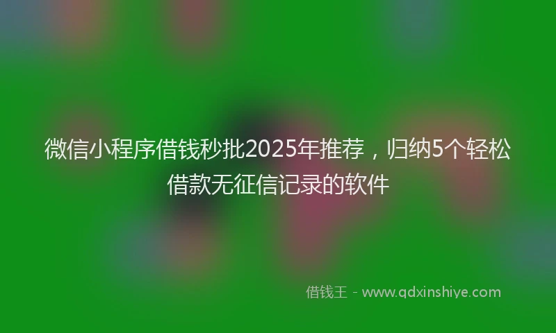 微信小程序借钱秒批2025年推荐，归纳5个轻松借款无征信记录的软件