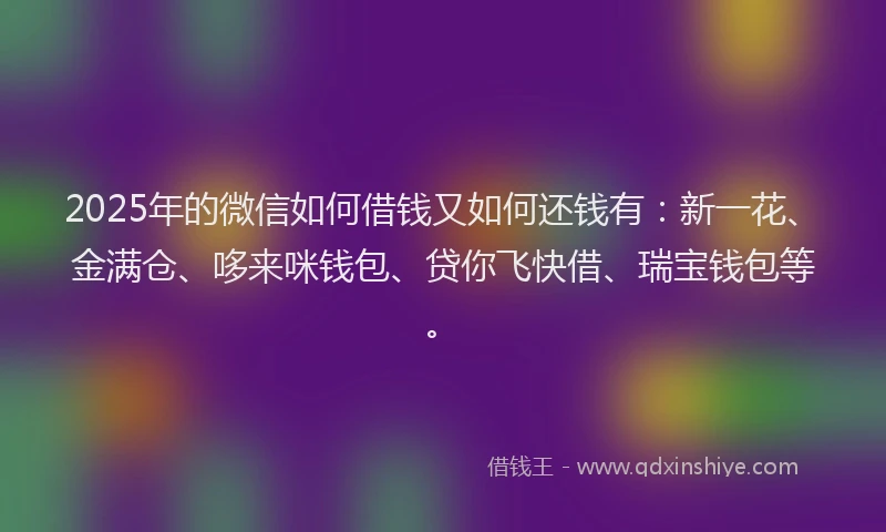 2025年的微信如何借钱又如何还钱有：新一花、金满仓、哆来咪钱包、贷你飞快借、瑞宝钱包等。
