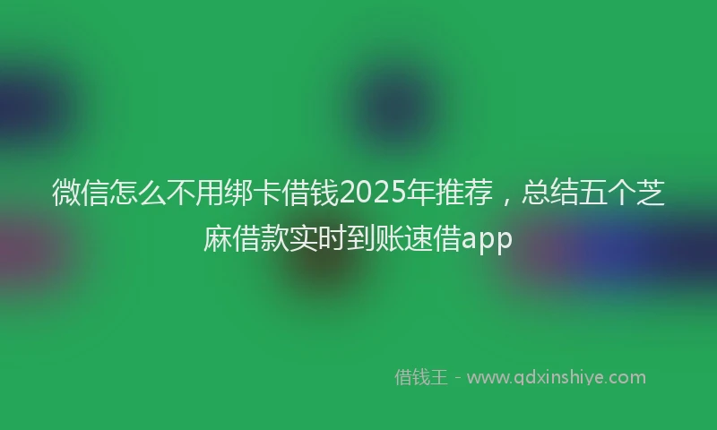 微信怎么不用绑卡借钱2025年推荐，总结五个芝麻借款实时到账速借app
