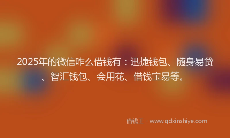 2025年的微信咋么借钱有：迅捷钱包、随身易贷、智汇钱包、会用花、借钱宝易等。