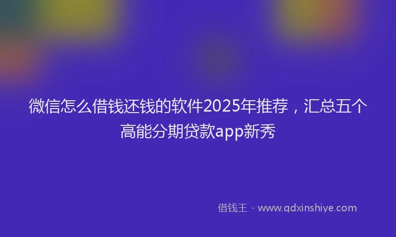 微信怎么借钱还钱的软件2025年推荐，汇总五个高能分期贷款app新秀