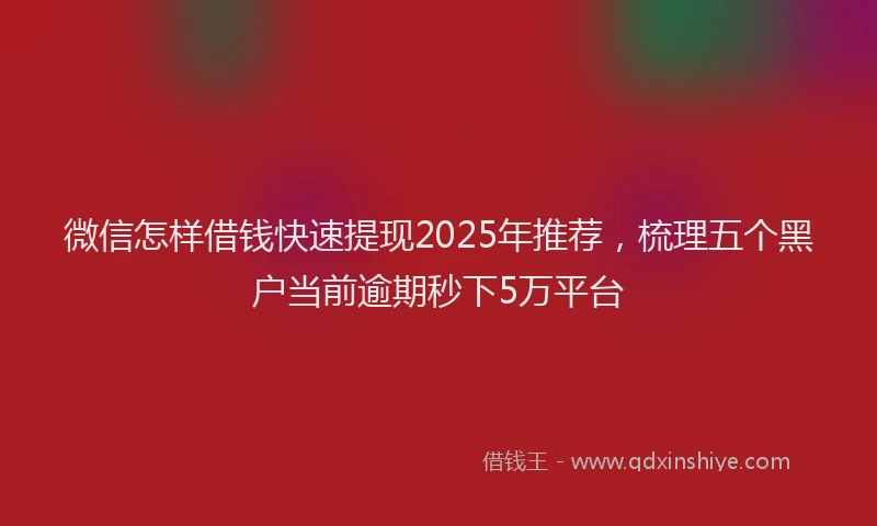 微信怎样借钱快速提现2025年推荐，梳理五个黑户当前逾期秒下5万平台