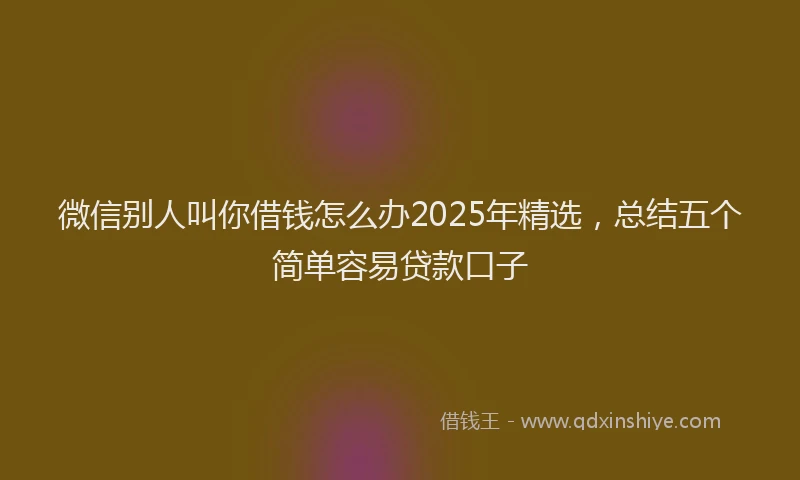微信别人叫你借钱怎么办2025年精选，总结五个简单容易贷款口子