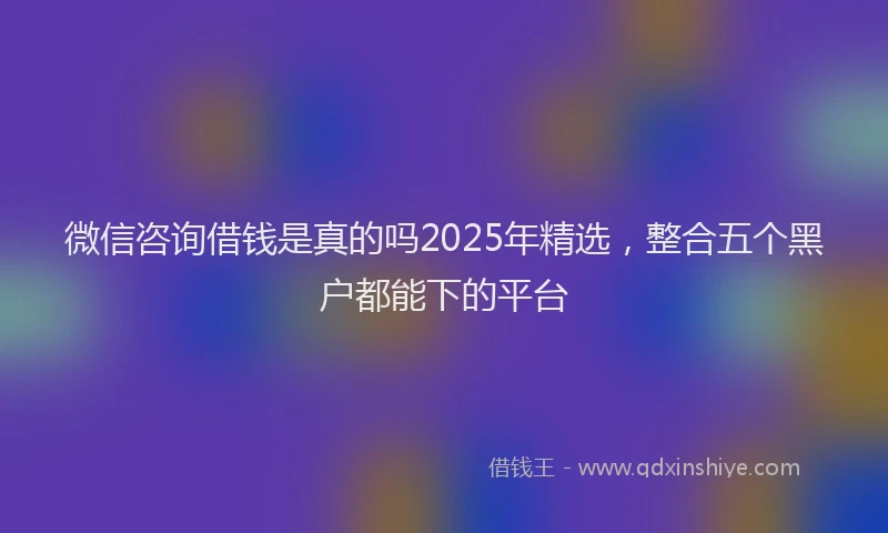 微信咨询借钱是真的吗2025年精选，整合五个黑户都能下的平台