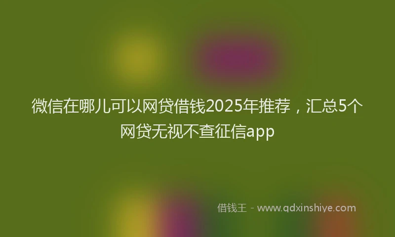 微信在哪儿可以网贷借钱2025年推荐，汇总5个网贷无视不查征信app