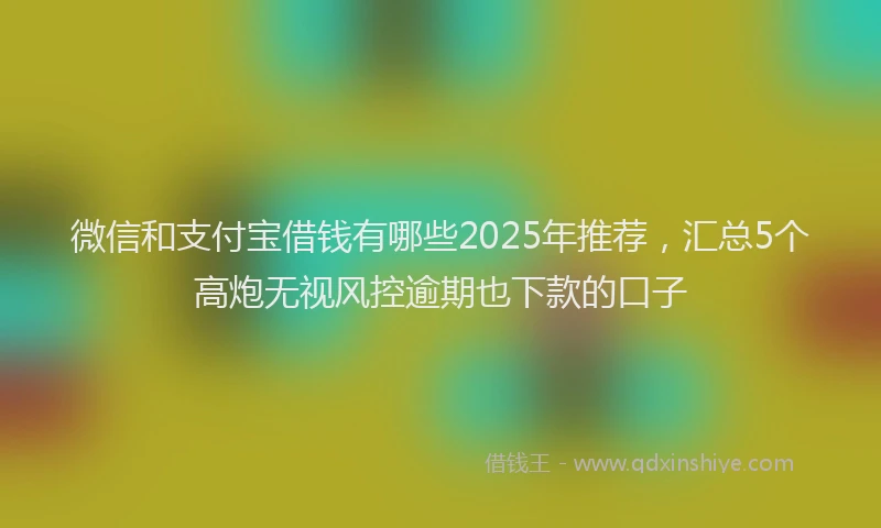 微信和支付宝借钱有哪些2025年推荐，汇总5个高炮无视风控逾期也下款的口子
