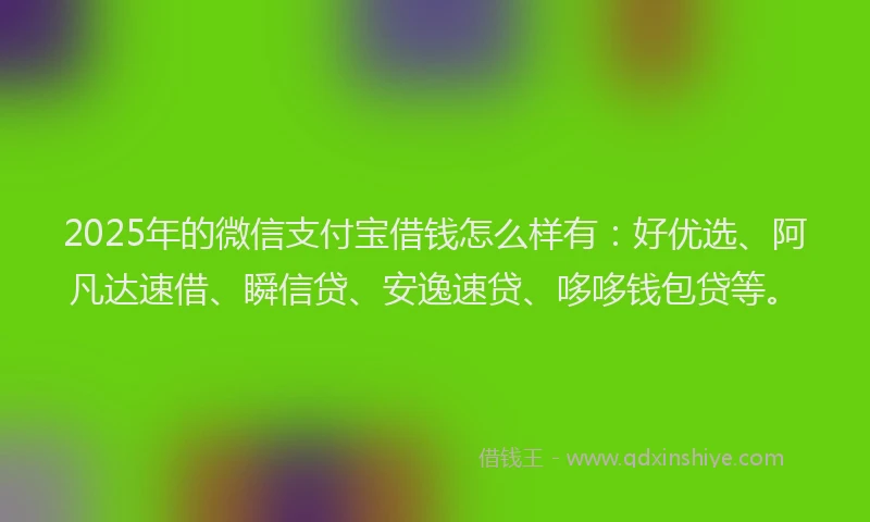 2025年的微信支付宝借钱怎么样有：好优选、阿凡达速借、瞬信贷、安逸速贷、哆哆钱包贷等。