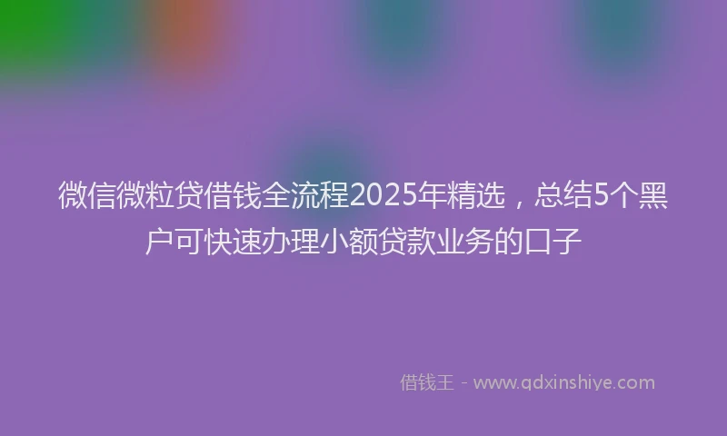 微信微粒贷借钱全流程2025年精选，总结5个黑户可快速办理小额贷款业务的口子