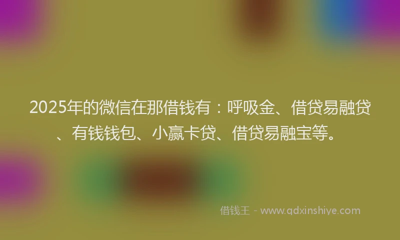 2025年的微信在那借钱有：呼吸金、借贷易融贷、有钱钱包、小赢卡贷、借贷易融宝等。