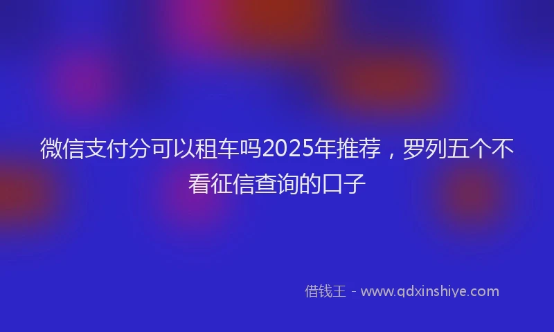 微信支付分可以租车吗2025年推荐，罗列五个不看征信查询的口子