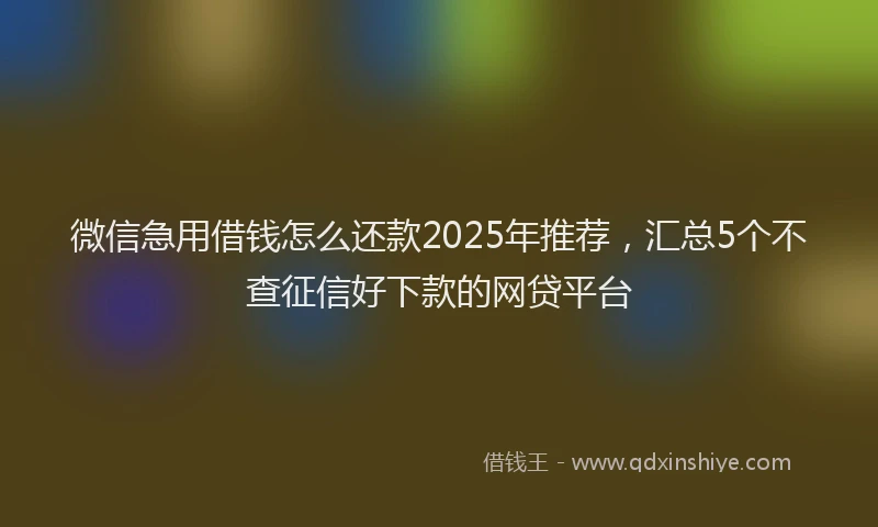 微信急用借钱怎么还款2025年推荐，汇总5个不查征信好下款的网贷平台