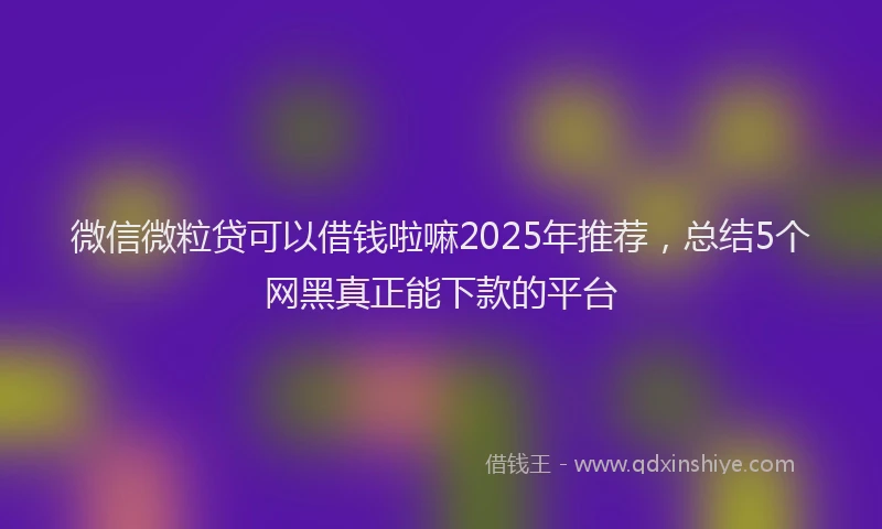 微信微粒贷可以借钱啦嘛2025年推荐，总结5个网黑真正能下款的平台