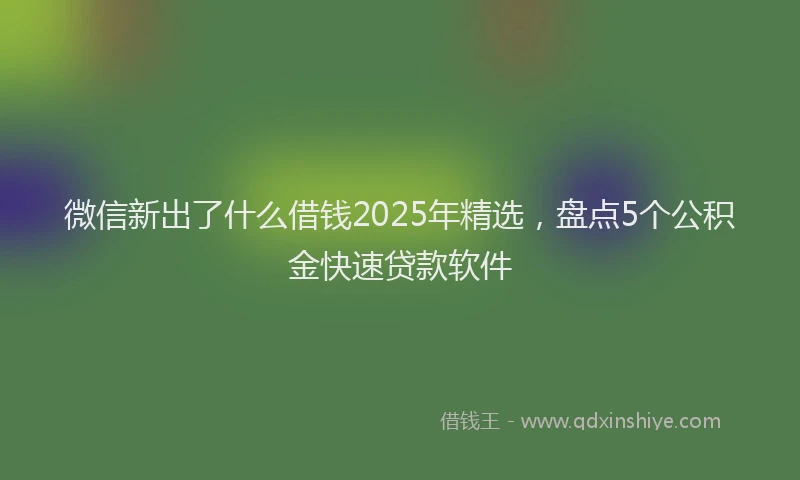 微信新出了什么借钱2025年精选，盘点5个公积金快速贷款软件