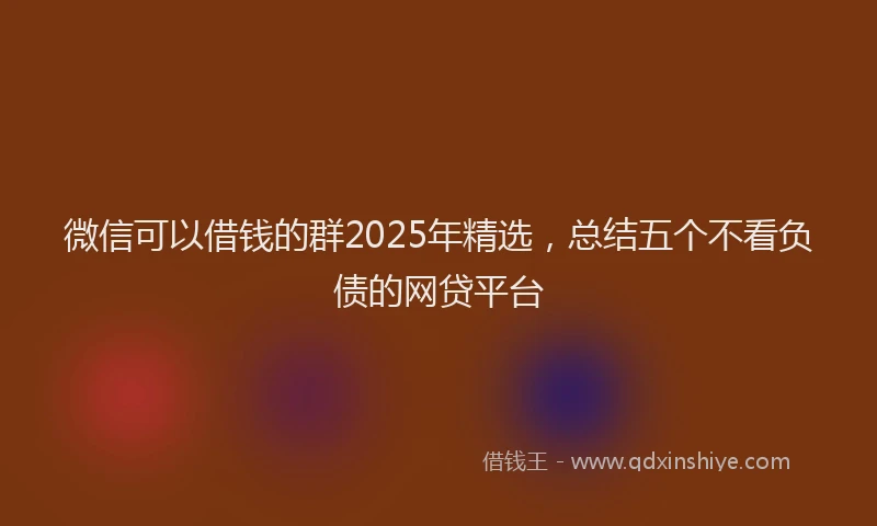 微信可以借钱的群2025年精选，总结五个不看负债的网贷平台