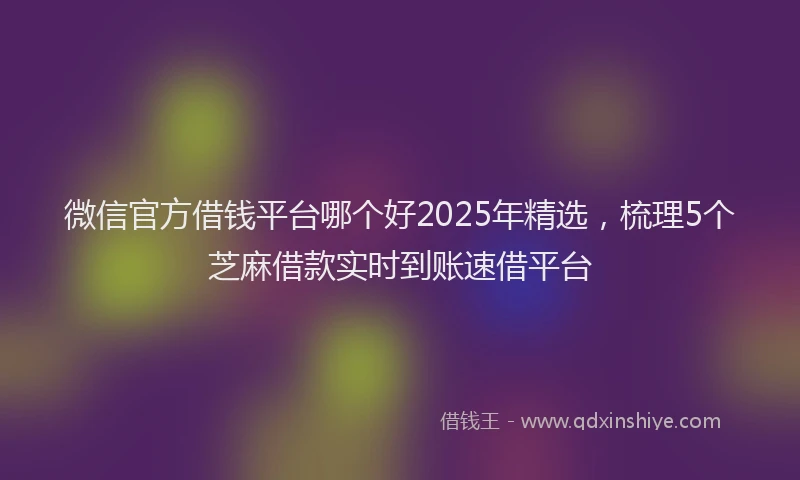 微信官方借钱平台哪个好2025年精选，梳理5个芝麻借款实时到账速借平台