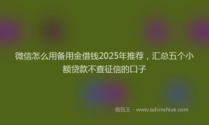 微信怎么用备用金借钱2025年推荐，汇总五个小额贷款不查征信的口子