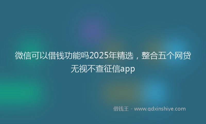 微信可以借钱功能吗2025年精选，整合五个网贷无视不查征信app