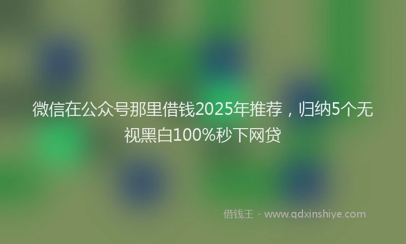 微信在公众号那里借钱2025年推荐，归纳5个无视黑白100%秒下网贷