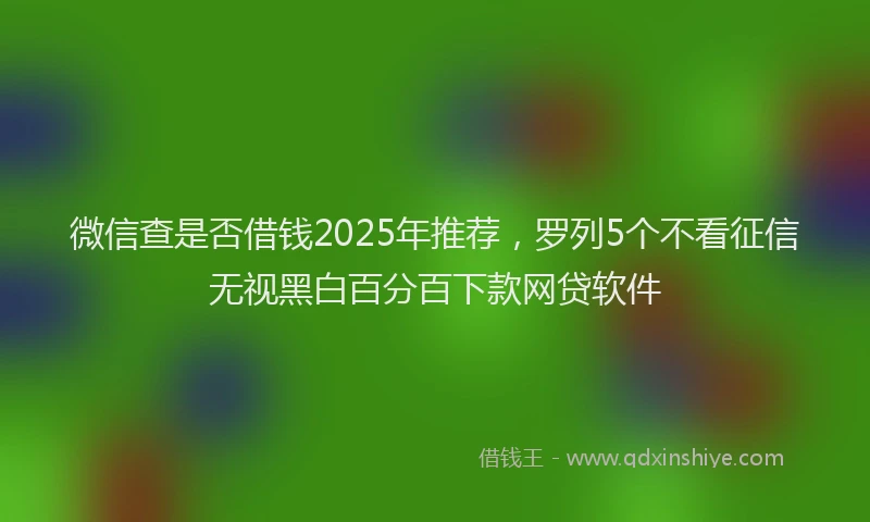 微信查是否借钱2025年推荐，罗列5个不看征信无视黑白百分百下款网贷软件