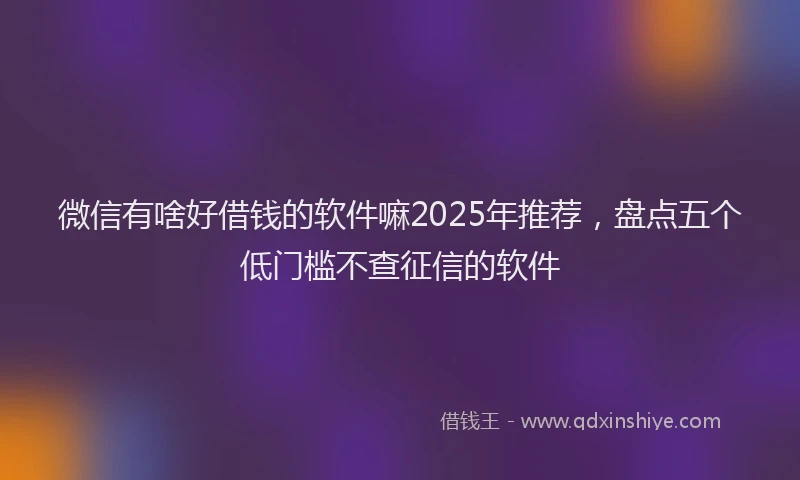 微信有啥好借钱的软件嘛2025年推荐，盘点五个低门槛不查征信的软件