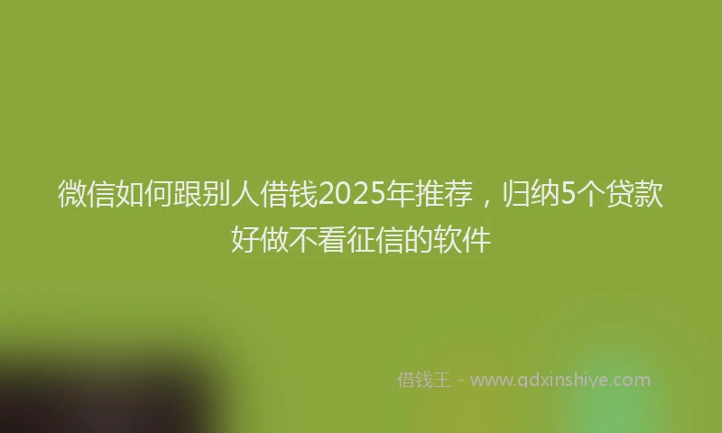 微信如何跟别人借钱2025年推荐，归纳5个贷款好做不看征信的软件
