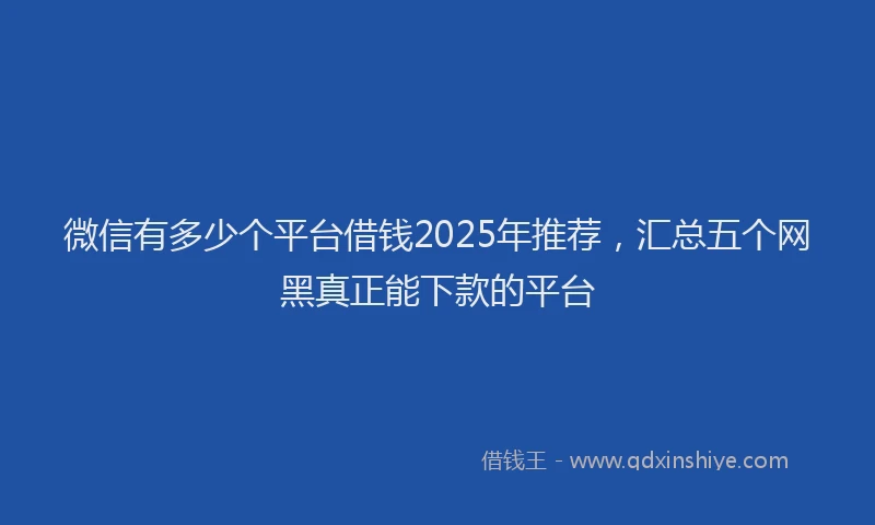 微信有多少个平台借钱2025年推荐，汇总五个网黑真正能下款的平台