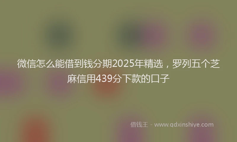 微信怎么能借到钱分期2025年精选，罗列五个芝麻信用439分下款的口子
