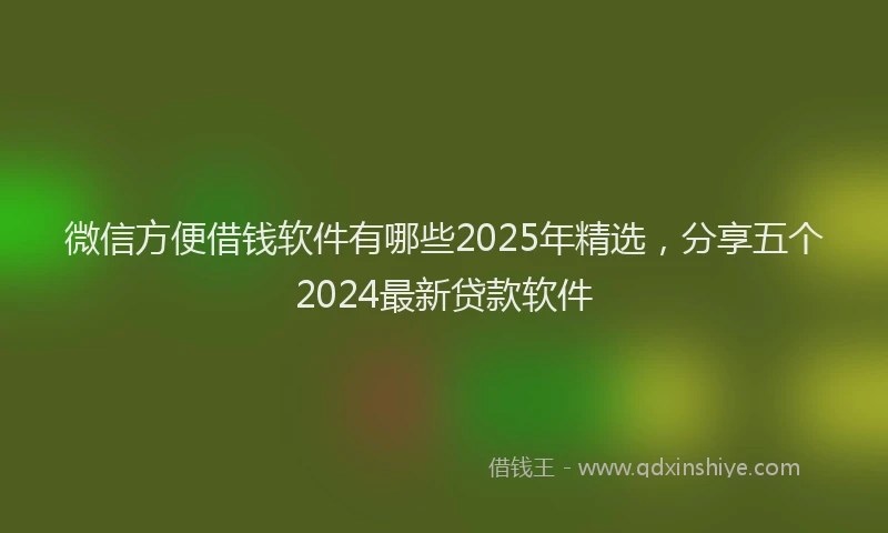 微信方便借钱软件有哪些2025年精选，分享五个2024最新贷款软件