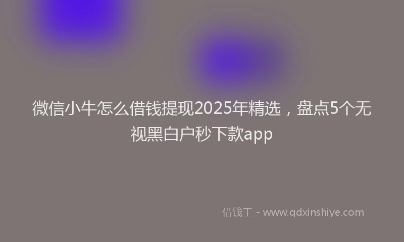 微信小牛怎么借钱提现2025年精选，盘点5个无视黑白户秒下款app