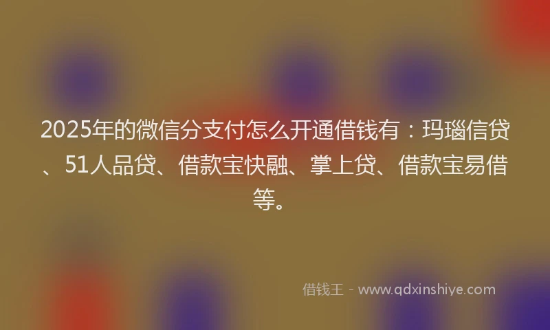 2025年的微信分支付怎么开通借钱有：玛瑙信贷、51人品贷、借款宝快融、掌上贷、借款宝易借等。