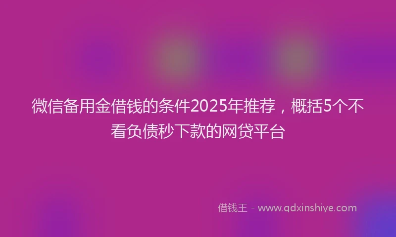 微信备用金借钱的条件2025年推荐，概括5个不看负债秒下款的网贷平台