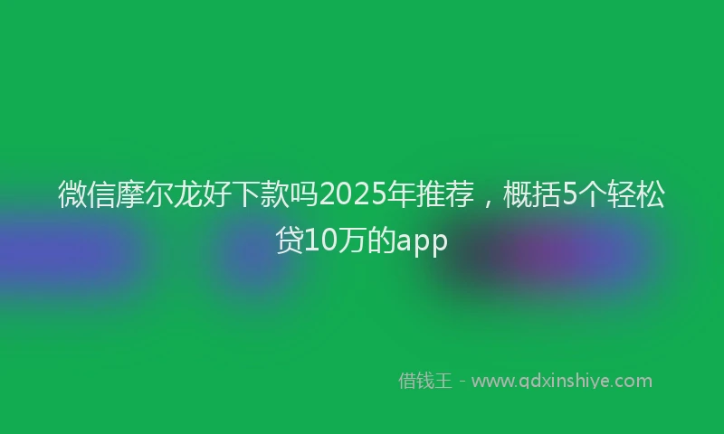 微信摩尔龙好下款吗2025年推荐，概括5个轻松贷10万的app