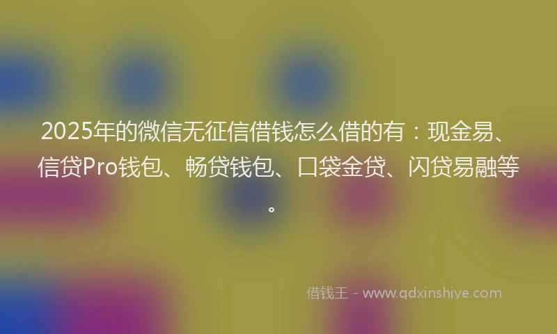 2025年的微信无征信借钱怎么借的有：现金易、信贷Pro钱包、畅贷钱包、口袋金贷、闪贷易融等。