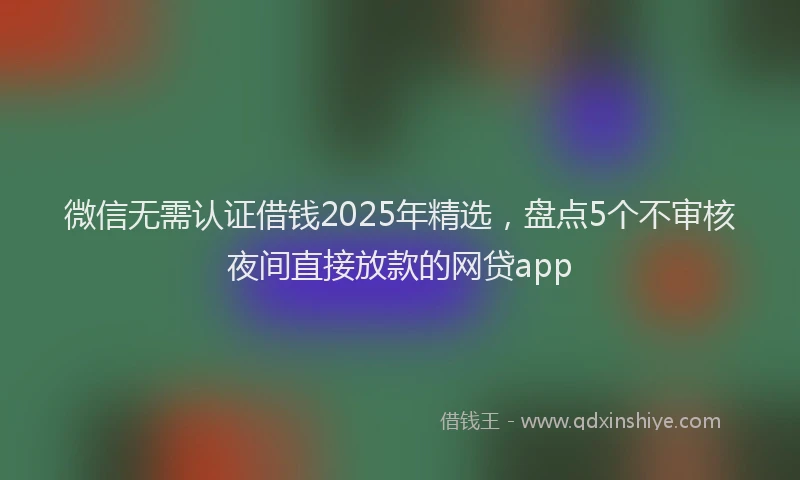 微信无需认证借钱2025年精选，盘点5个不审核夜间直接放款的网贷app