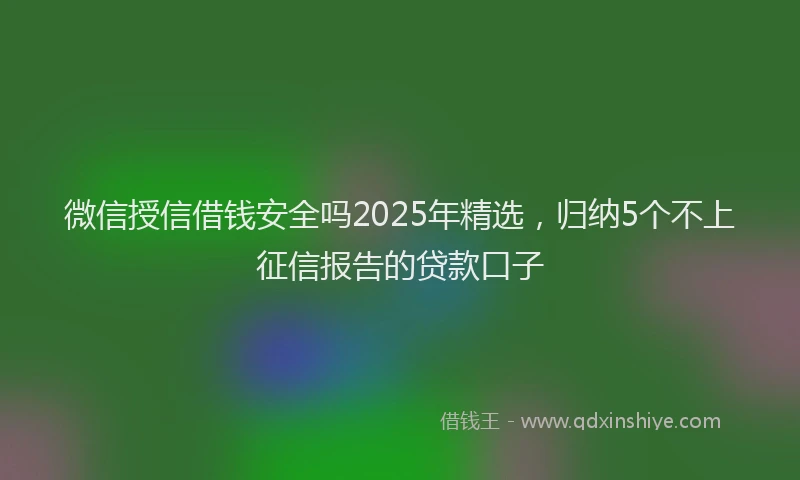 微信授信借钱安全吗2025年精选，归纳5个不上征信报告的贷款口子